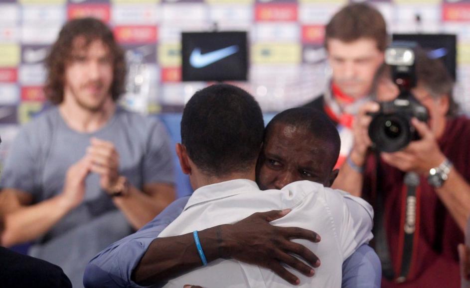 Abidal Puyol Vilanova Barcelona novinarska konferenca slovo žalost solza jok sol