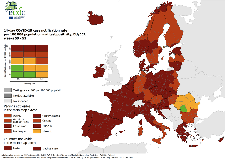 zemljevid ecdc evropa covid-19 | Avtor: ECDC