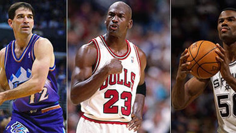 Novinci v Hiši slavnih: John Stockton, Michael Jordan in David Robinson.