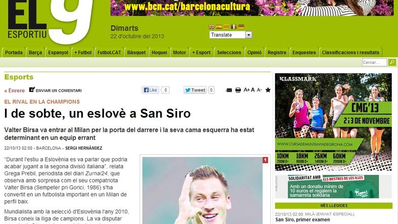 Birsa El 9 esportiu Milan Barcelona Žurnal Grega Prebil