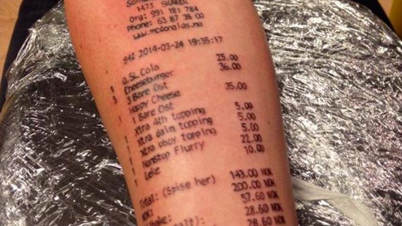 tetovaža račun hitra prehrana