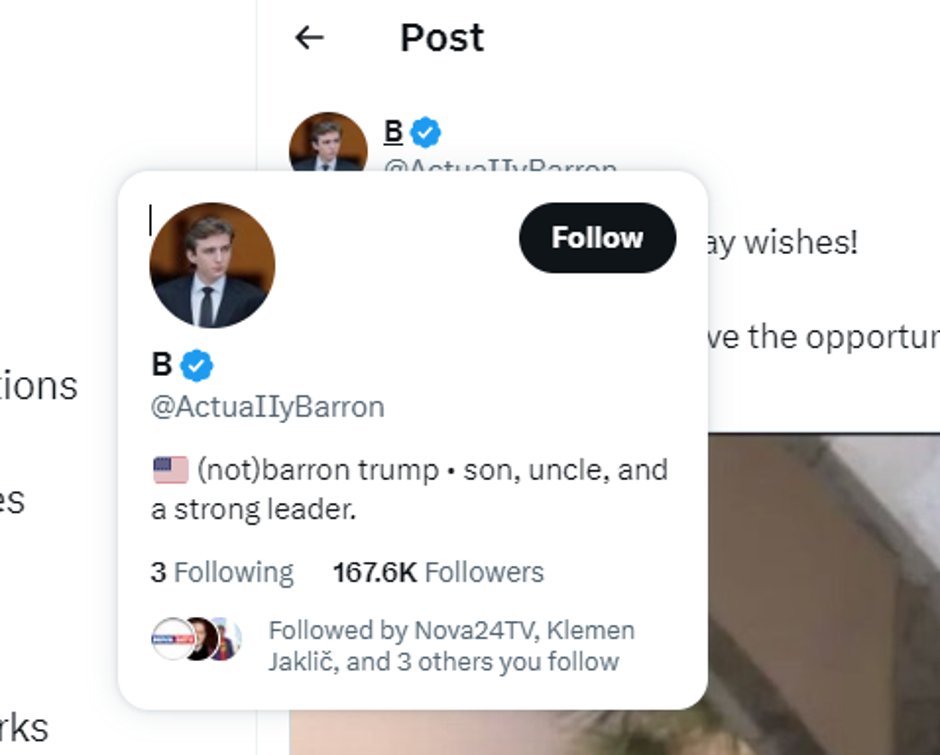 Barron Trump | Avtor: Twitter