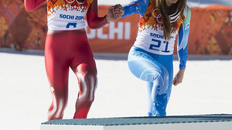 Gisin Maze olimpijski smuk zlata kolajna Soči 2014 Roza Hutor