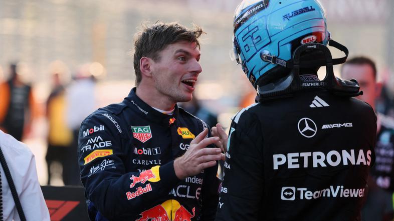 Max Verstappen in George Russell