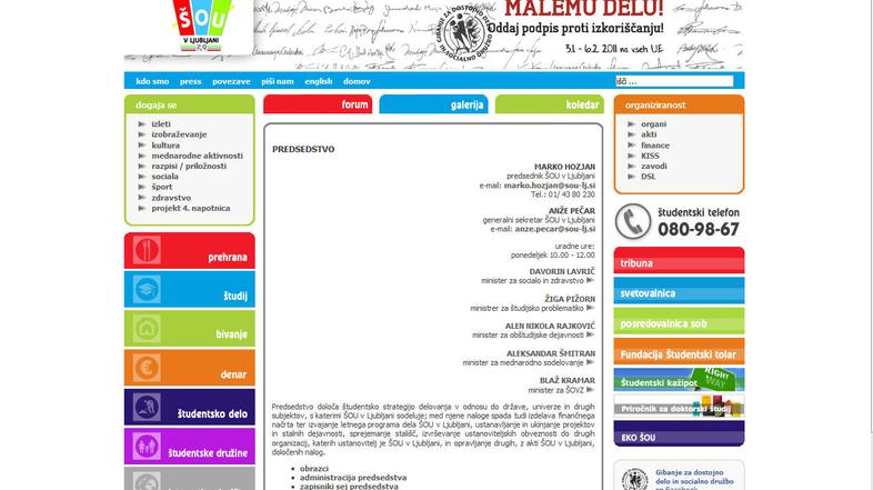 Seznam članov predsedstva ŠOU v Ljubljani (Foto: spletna stran ŠOU v Ljubljani)
