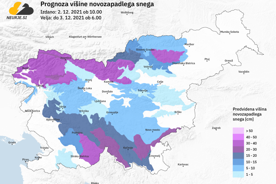 Karta snega | Avtor: neurje.si