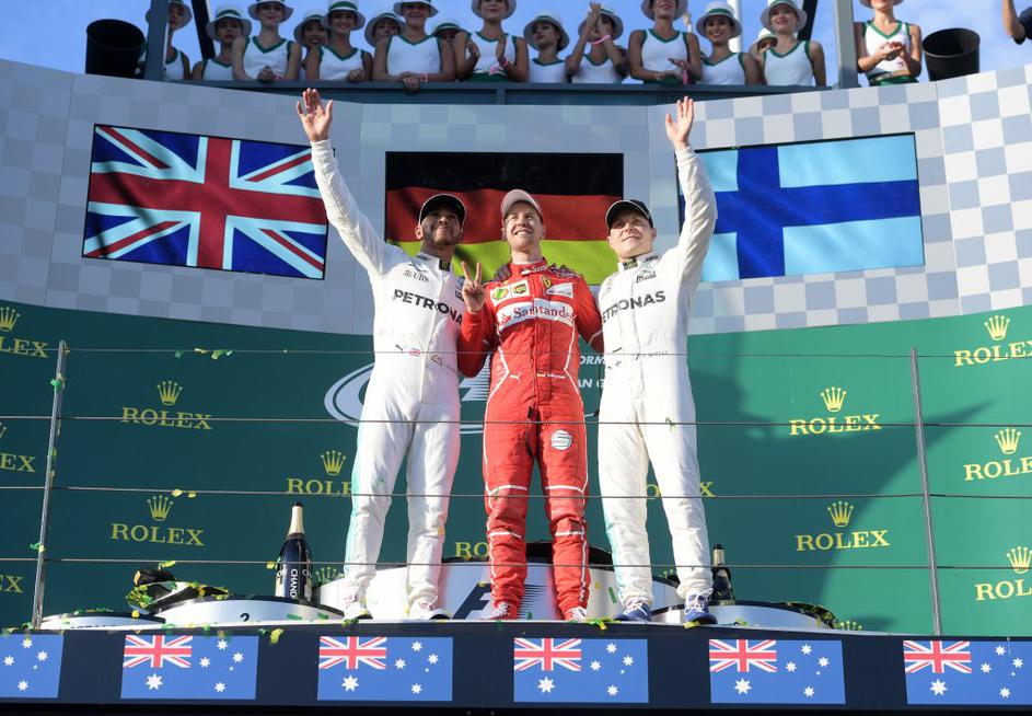 Hamilton Sebastian Vettel Bottas VN Avstralije