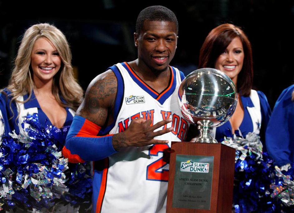 Nate Robinson je v tekmovanju v zabijanju po letu 206 in 2008 zmagal že tretjič.