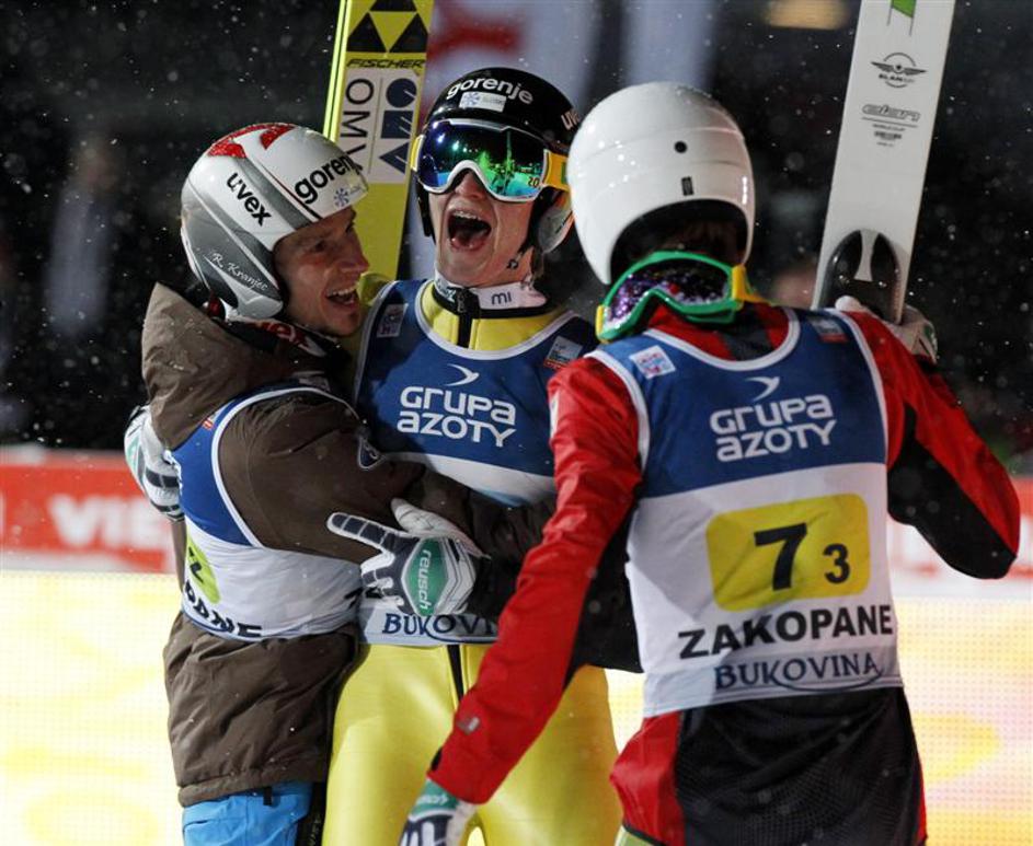 smučarski skoki zakopane ekipno slovenija kranjec prevc hvala
