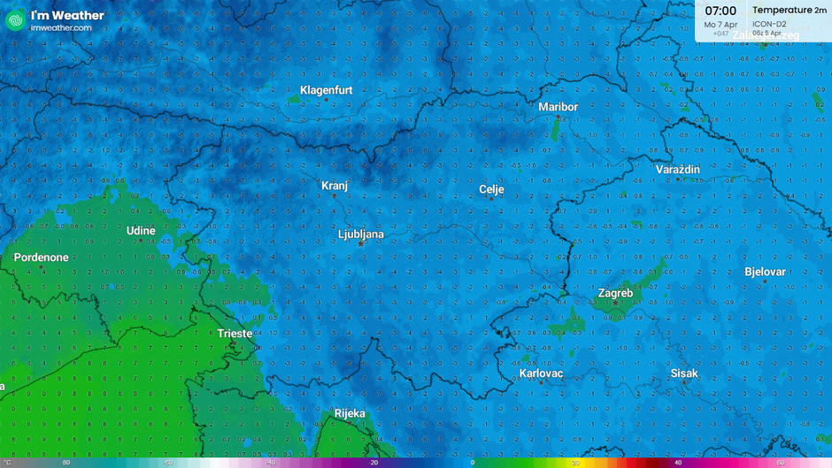 temperature v ponedeljek zjutraj | Avtor: zajem zaslona