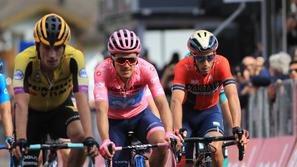 Primož Roglič, Richard Carapaz in Vincenzo Nibali