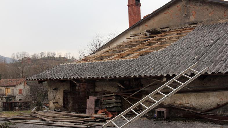 Burja je odkrivala strehe in ruvala drevesa. (Foto: Barbara Milavec)