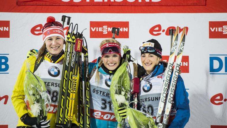  Anastasiya Kuzmina, Gabriela Soukalova, Marie-Laure Brunet.