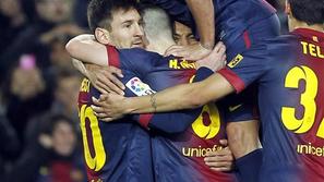 Messi Puyol Iniesta Barcelona Deportivo Liga BBVA Španija liga prvenstvo