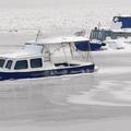 čolni na zamrznjeni Donavi