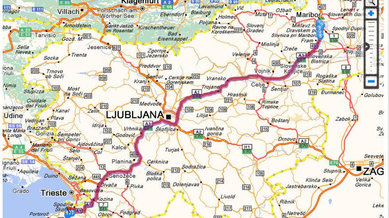 Za prevoz po avtocesti Maribor–Koper smo potrebovali dve uri in sedemnajst minut