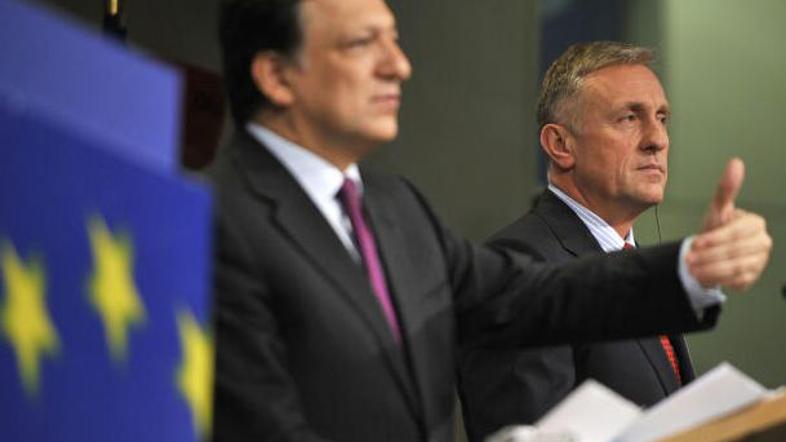 Jose Manuel Barroso in Mirek Topolanek v Bruslju
