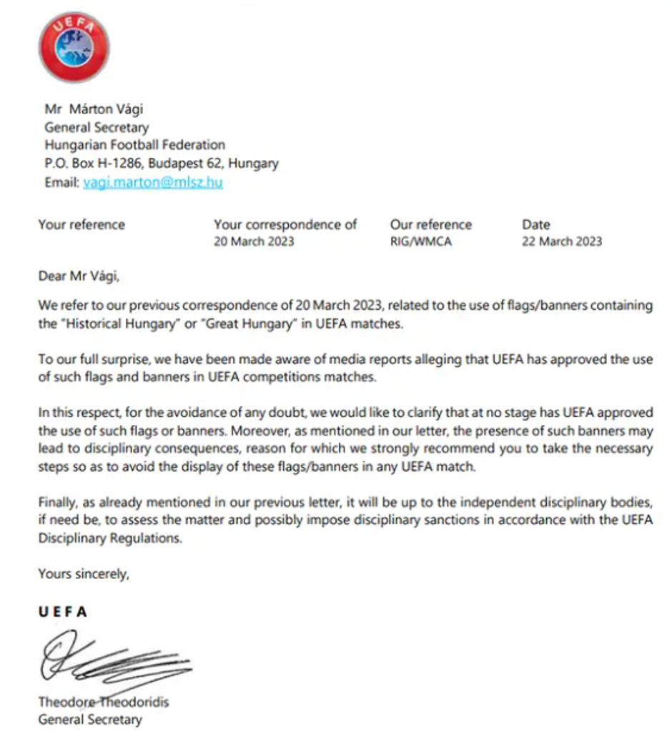 uefa dopis | Avtor: Uefa