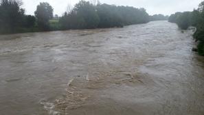 Narasla reka Mura v Cmureku, Apaška dolina.