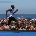 Bolt Copacabana Rio de Janeiro plaža Brazilija ekshibicija tek sprint