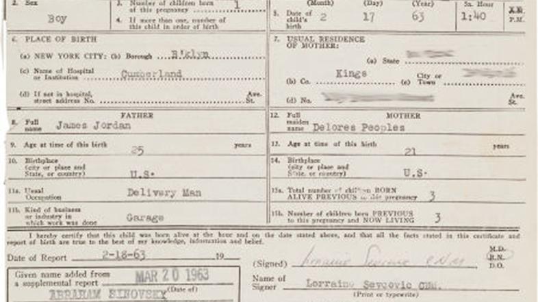 Michael Jordan rojstni list avkcija dražba