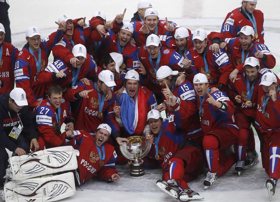 ruska hokejska reprezentanca slavje svetovno prvenstvo Rusija