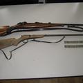 Malokalibrsko puško, lovsko puško in 60 nabojev so policisti našli med hišno pre