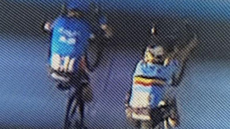 Giulio Ciccone in Remco Evenepoel na ciljni črti