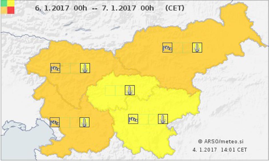 veter opozorilo | Avtor: Arso/meteo.si