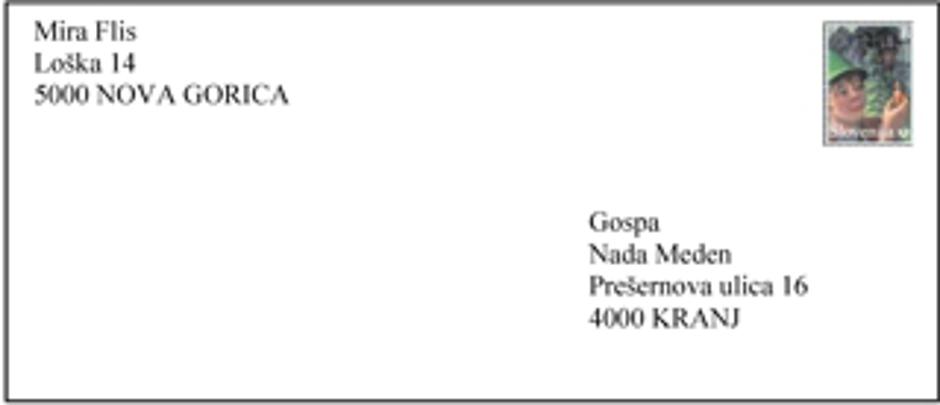 kuverta pravilno naslavljanje | Avtor: Pošta Slovenije