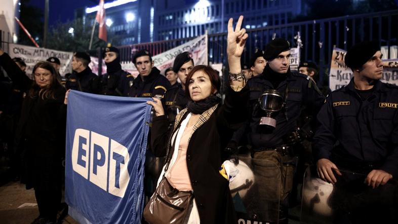 Grčija ERT televizija izgredi protesti