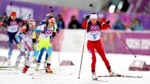 Gasparin Gregorin biatlon skupinski start ženske Soči 2014