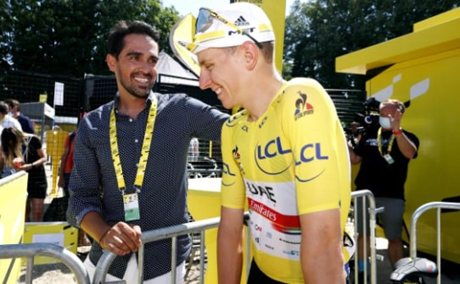 Alberto Contador in Tadej Pogačar | Avtor: Reševalni pas/Twitter