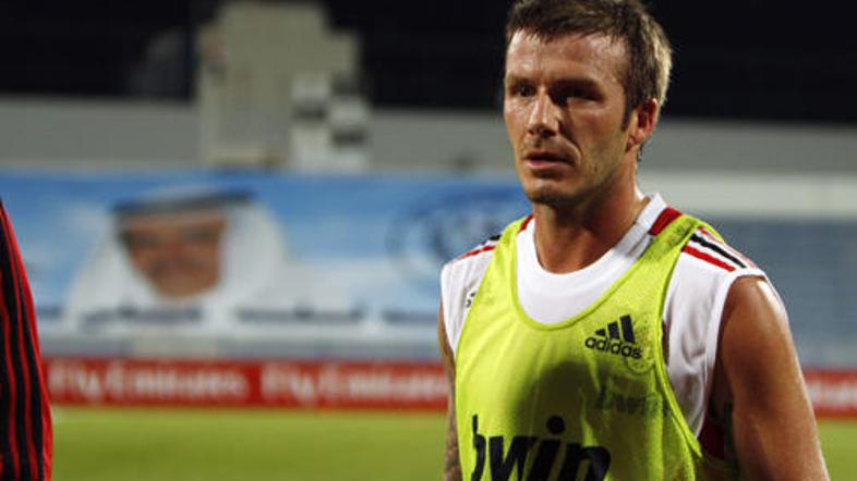 David Beckham se je na prvem treningu z novimi soigralci pošteno spotil.
