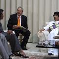 Libijski predsednik Moamer Gadafi in ameriška državna sekretarka Condolezza Rice