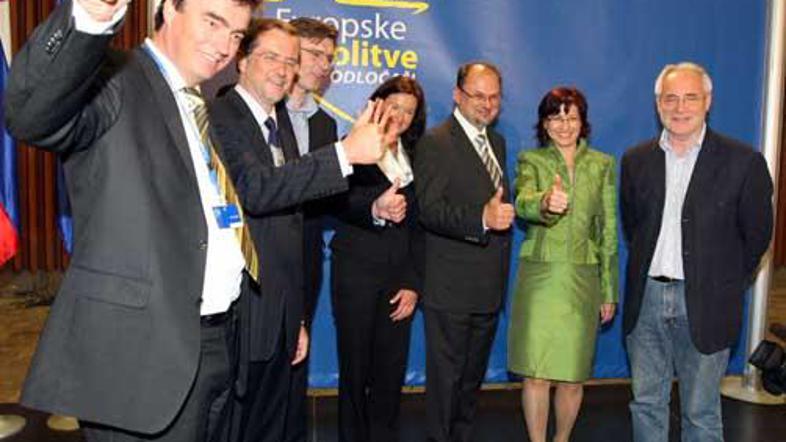 SDS in SD sta dobila po dva evropska poslanca, NSi, LDS in Zares pa po enega pos