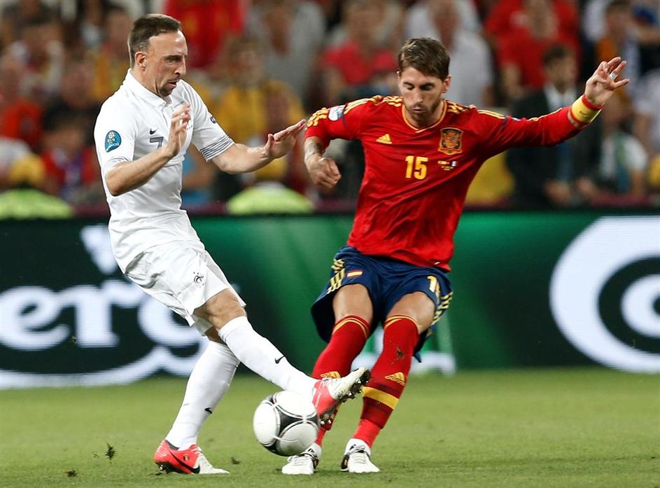 Ribery Ramos Španija Francija četrtfinale Doneck Euro 2012