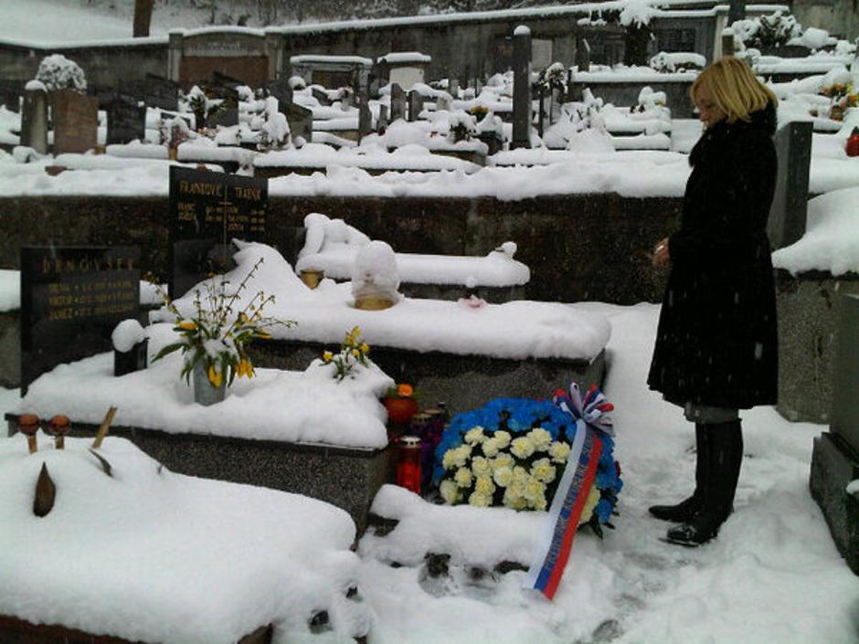 Brglezova na grobu Drnovška | Avtor: Reševalni pas/Twitter
