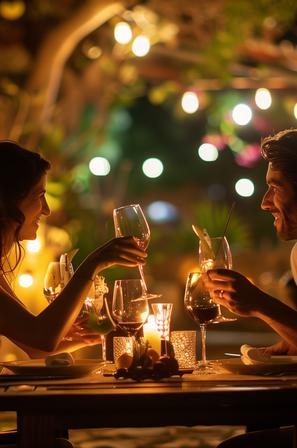 Testenine, par, ljubezen, zmenek, večerja