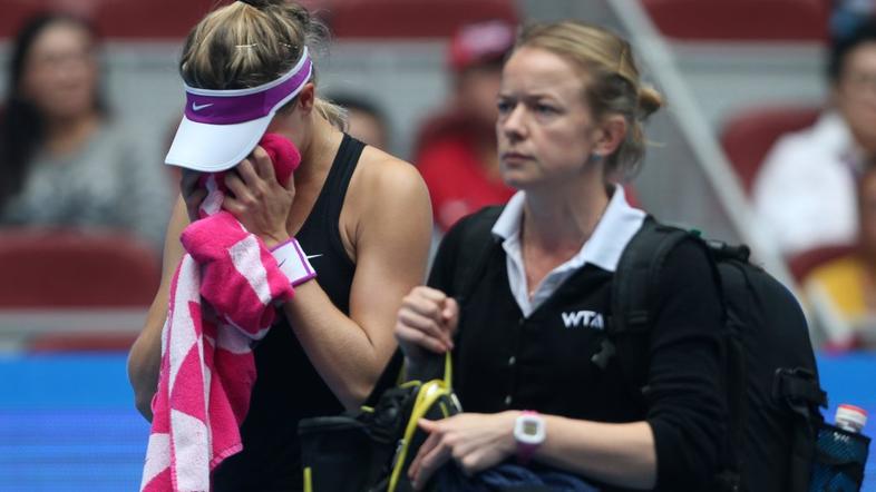 Eugenie Bouchard, US Open, poškodba, padec v slačilnici