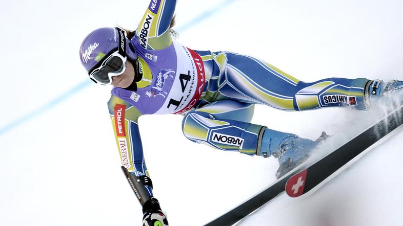 Tinina nedeljska vožnja v smuku je bila za čisto desetko. (Foto: EPA)