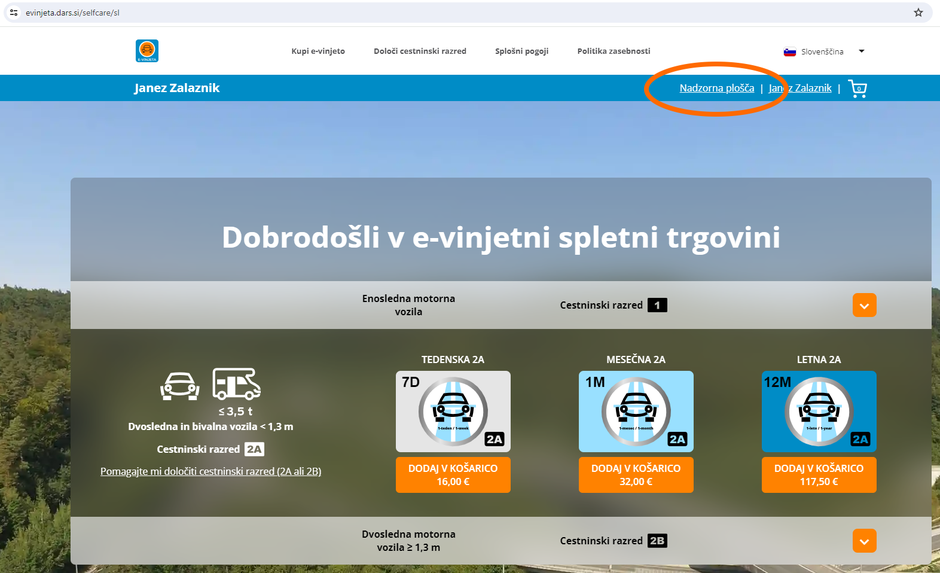 Nakup evinjete na spletni strani Darsa | Avtor: slika zaslona