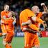 John Heitinga, Wesley Sneijder, Arjen Robben in Dirk Kuyt se veselijo uvrstitve 