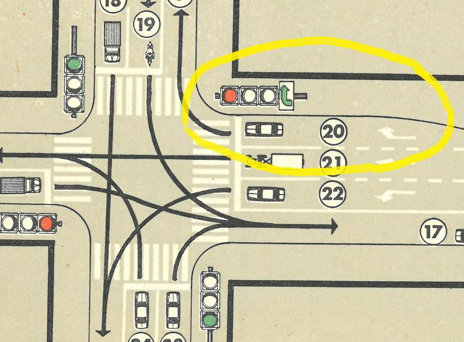 Pravilo zavijanja pri rdeči luči na semaforju iz leta 1973 | Avtor: AMZS