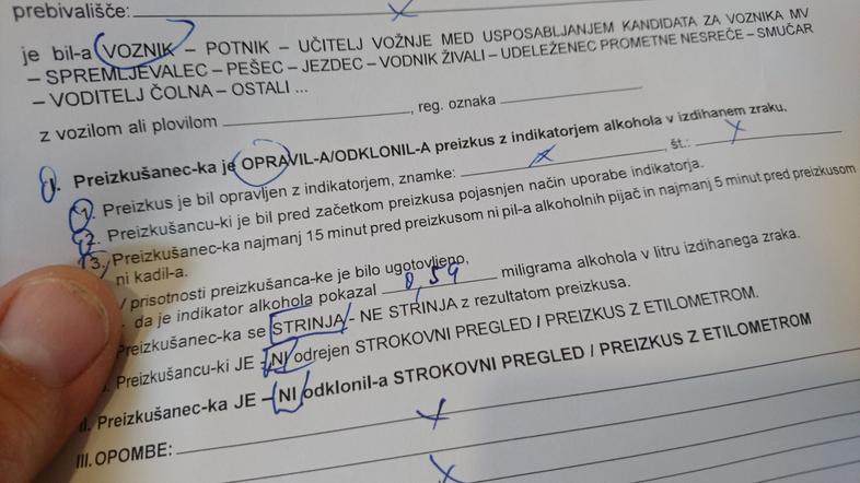 Policijski zapisnik alkohol