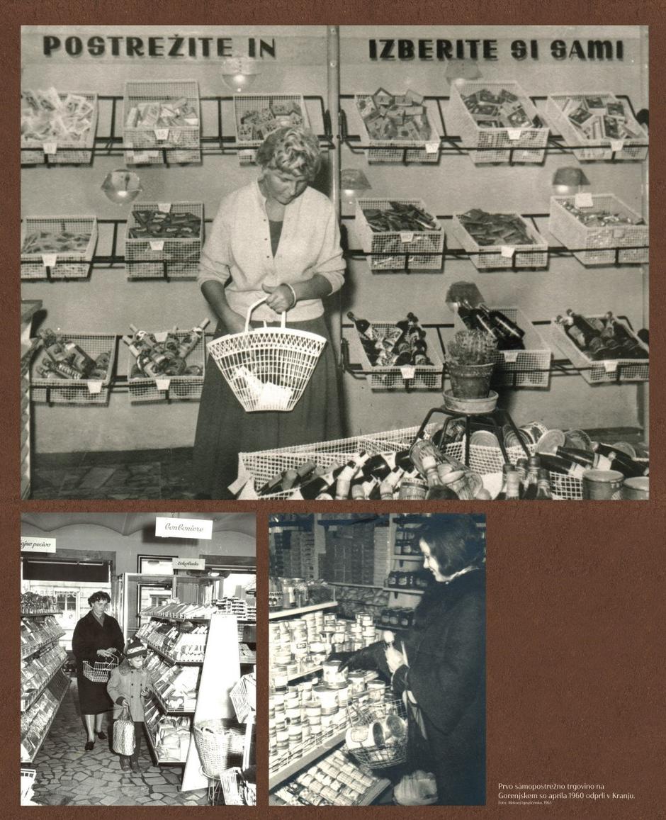 Ljudje so po novem večino hrane kupovali v trgovinah. Izdelki živilske industrije in živila iz uvoza so postali pomemben del vsakodnevnih obrokov. | Avtor: Gorenjski muzej Kranj