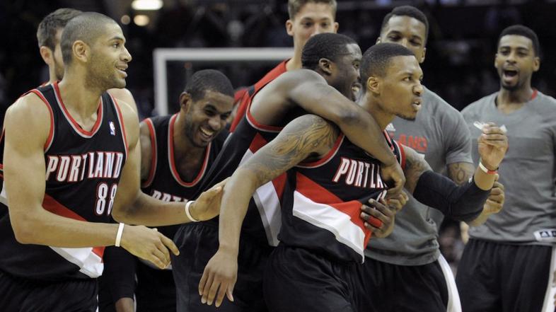 Damian Lillard in soigralci po zmagi proti Clevelandu