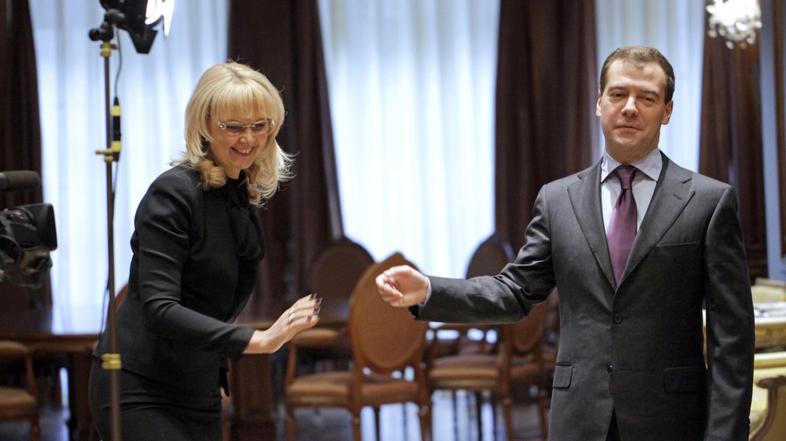 Ruska zdravstvena ministrica Golikova s predsednikom države Medvedjevom.