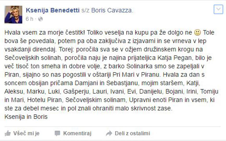 FB objava | Avtor: Facebook