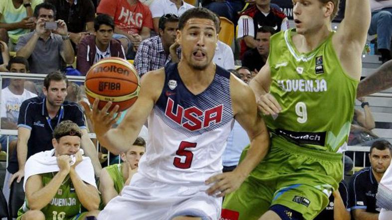 Klay Thompson Jaka Blažič prijateljska tekma Slovenija ZDA Las Palmas 